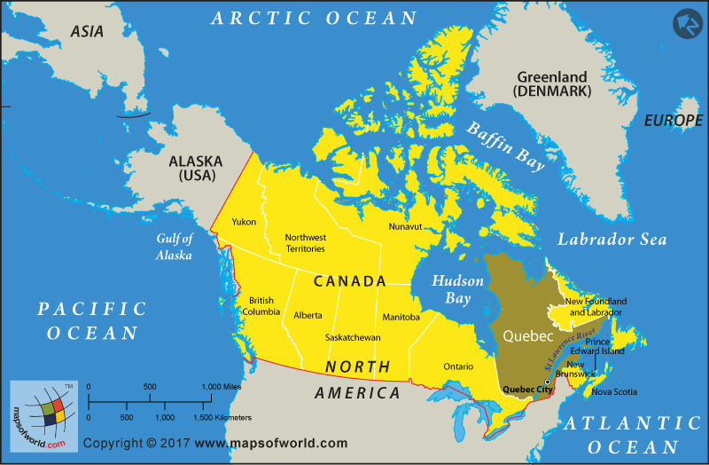 Vị trí của Quebec tại Canada.