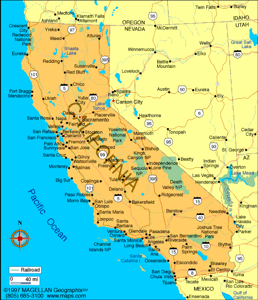 bản đồ bang california