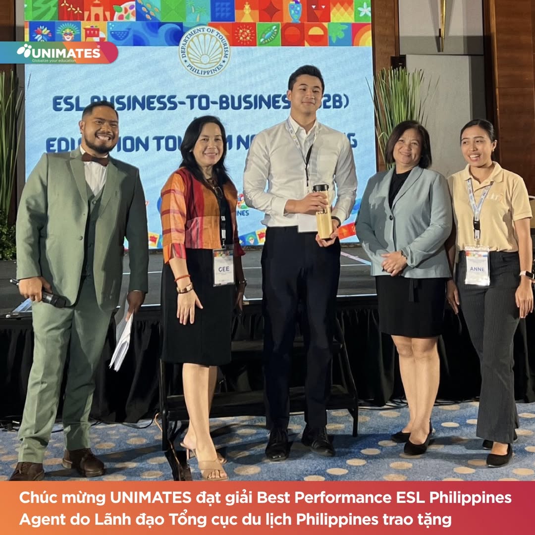 UNIMATES nhận giải Best Performance ESL Philippines Agent từ Tổng cục Du lịch Philippines